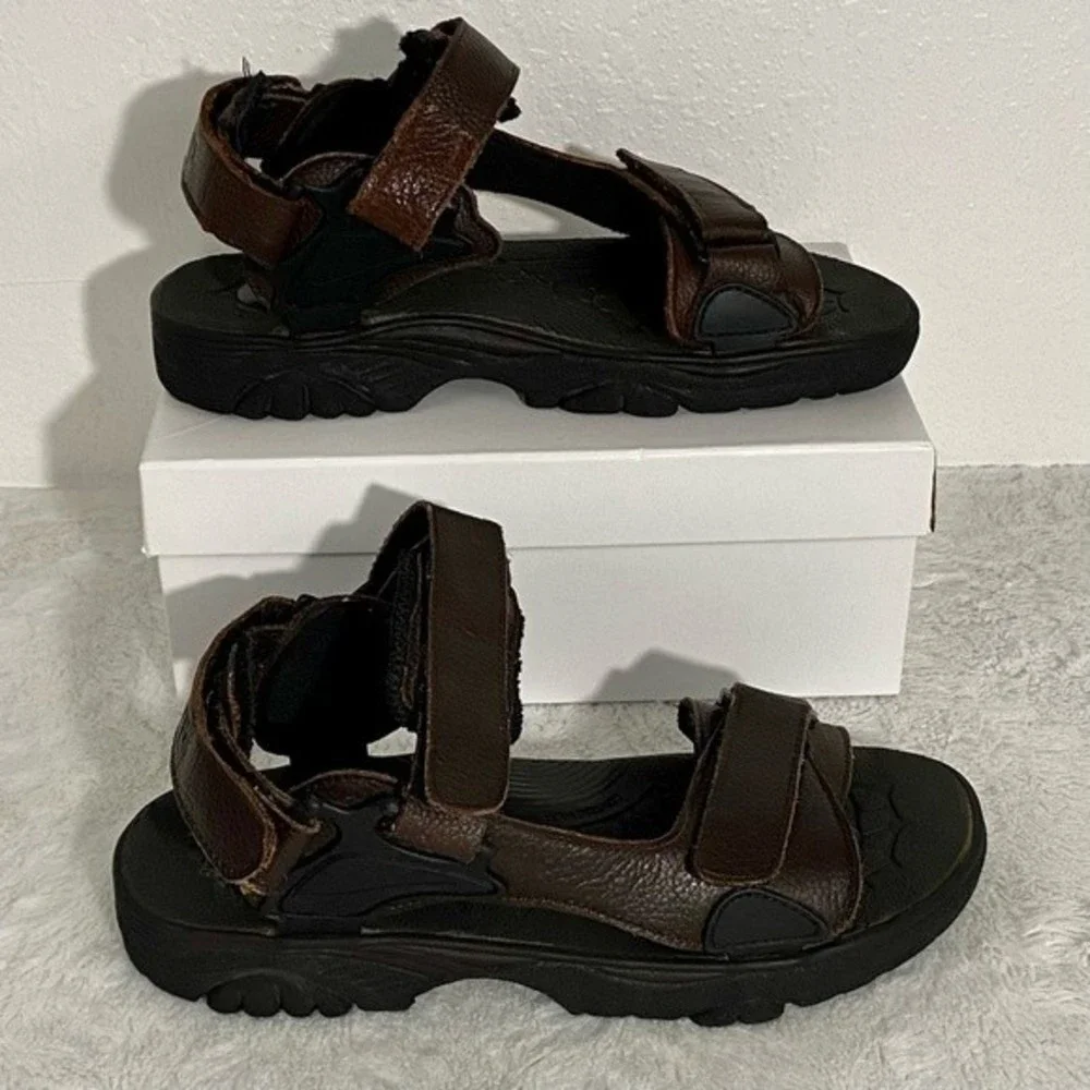 Frye Windward Brown Leather Athletic Sandals Men’s Size 9D Adjustable Straps